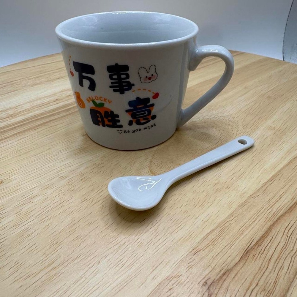 Tokyo Bay Hibachi Sushi 8oz Ceramic Mug & Spoon Set Decorated Rabbit Print